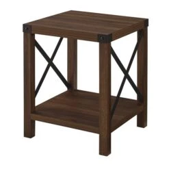 Walker Edison 22" Rustic Wood Side Table Dark Walnut