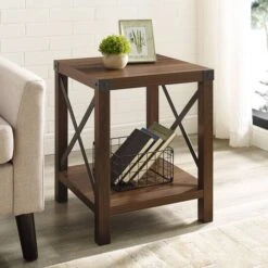 Walker Edison 22" Rustic Wood Side Table Dark Walnut 13 Walker Edison 22" Rustic Wood Side Table Dark Walnut -Michaels Decor Sale D374478S 3