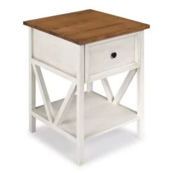 Walker Edison 19" 1-Drawer Wood Side Table Reclaimed Barnwood / White Wash -Michaels Decor Sale D374487S 1 1