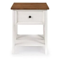 Walker Edison 19" 1-Drawer Wood Side Table Reclaimed Barnwood / White Wash -Michaels Decor Sale D374487S 2