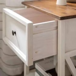 Walker Edison 19" 1-Drawer Wood Side Table Reclaimed Barnwood / White Wash -Michaels Decor Sale D374487S 4