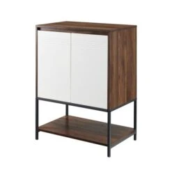 Walker Edison Dark Walnut/White 2 Door Accent Cabinet