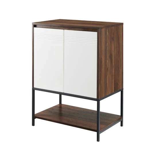Walker Edison Dark Walnut/White 2 Door Accent Cabinet 3 Walker Edison Dark Walnut/White 2 Door Accent Cabinet