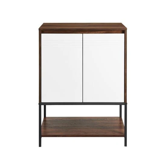 Walker Edison Dark Walnut/White 2 Door Accent Cabinet 5 Walker Edison Dark Walnut/White 2 Door Accent Cabinet - Image 3