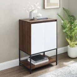 Walker Edison Dark Walnut/White 2 Door Accent Cabinet 14 Walker Edison Dark Walnut/White 2 Door Accent Cabinet -Michaels Decor Sale D374498S 4