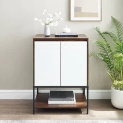 Walker Edison Dark Walnut/White 2 Door Accent Cabinet 15 Walker Edison Dark Walnut/White 2 Door Accent Cabinet -Michaels Decor Sale D374498S 5