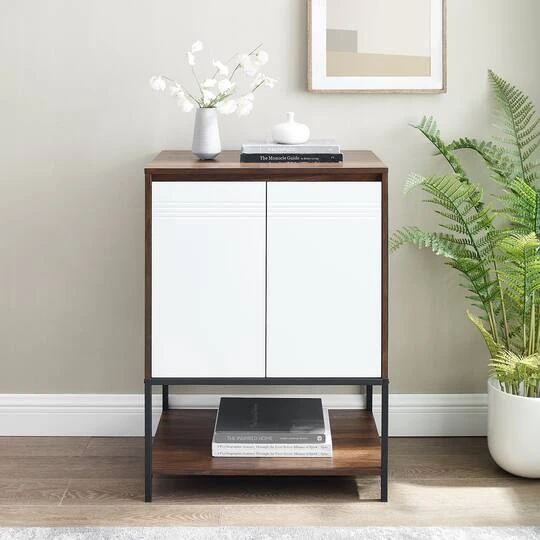 Walker Edison Dark Walnut/White 2 Door Accent Cabinet 8 Walker Edison Dark Walnut/White 2 Door Accent Cabinet - Image 6