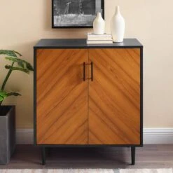 Walker Edison Black Modern Bookmatch Accent Cabinet -Michaels Decor Sale D374500S 5