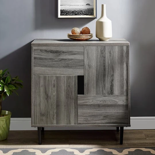 Walker Edison Slate Gray/Red Interior Modern Color Pop Accent Cabinet 5 Walker Edison Slate Gray/Red Interior Modern Color Pop Accent Cabinet - Image 3