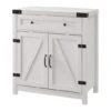 Walker Edison Brushed White Farmhouse Barn Door Accent Cabinet