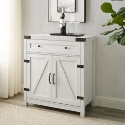 Walker Edison Brushed White Farmhouse Barn Door Accent Cabinet -Michaels Decor Sale D374509S 3