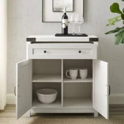 Walker Edison Brushed White Farmhouse Barn Door Accent Cabinet -Michaels Decor Sale D374509S 5