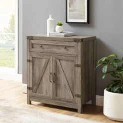 Walker Edison Gray Wash Farmhouse Barn Door Accent Cabinet -Michaels Decor Sale D374510S 1