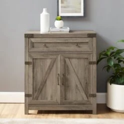 Walker Edison Gray Wash Farmhouse Barn Door Accent Cabinet -Michaels Decor Sale D374510S 2
