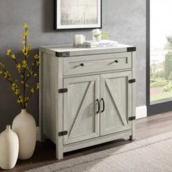 Walker Edison Stone Gray Farmhouse Barn Door Accent Cabinet -Michaels Decor Sale D374512S 3