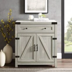 Walker Edison Stone Gray Farmhouse Barn Door Accent Cabinet -Michaels Decor Sale D374512S 4