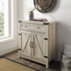 Walker Edison White Oak Farmhouse Barn Door Accent Cabinet -Michaels Decor Sale D374513S 3