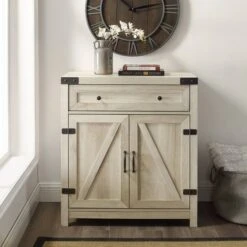 Walker Edison White Oak Farmhouse Barn Door Accent Cabinet -Michaels Decor Sale D374513S 4