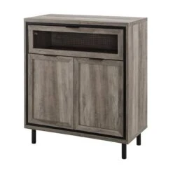 Walker Edison Gray Wash Mesh Metal Accent Cabinet