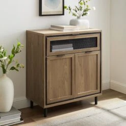 Walker Edison English Oak Mesh Metal Accent Cabinet -Michaels Decor Sale D374521S 4