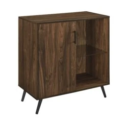 Walker Edison 30" Dark Walnut 1 Door Modern Wood Accent Cabinet