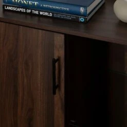 Walker Edison 30" Dark Walnut 1 Door Modern Wood Accent Cabinet -Michaels Decor Sale D374529S 4