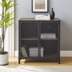 Walker Edison 30" Reclaimed Barnwood Industrial Mesh Metal Door Accent Cabinet 14 Walker Edison 30" Reclaimed Barnwood Industrial Mesh Metal Door Accent Cabinet -Michaels Decor Sale D374530S 2