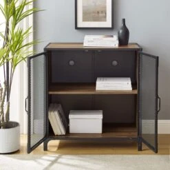 Walker Edison 30" Reclaimed Barnwood Industrial Mesh Metal Door Accent Cabinet 15 Walker Edison 30" Reclaimed Barnwood Industrial Mesh Metal Door Accent Cabinet -Michaels Decor Sale D374530S 3