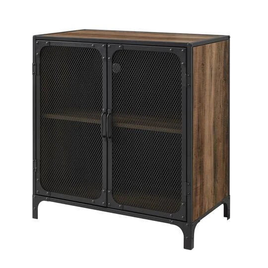 Walker Edison 30" Reclaimed Barnwood Industrial Mesh Metal Door Accent Cabinet 10 Walker Edison 30" Reclaimed Barnwood Industrial Mesh Metal Door Accent Cabinet - Image 8