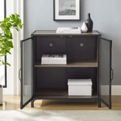 Walker Edison 30" Grey Wash Industrial Mesh Metal Door Accent Cabinet -Michaels Decor Sale D374532S 3