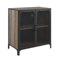Walker Edison 30" Grey Wash Industrial Mesh Metal Door Accent Cabinet -Michaels Decor Sale D374532S 4