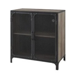 Walker Edison 30" Grey Wash Industrial Mesh Metal Door Accent Cabinet -Michaels Decor Sale D374532S 5