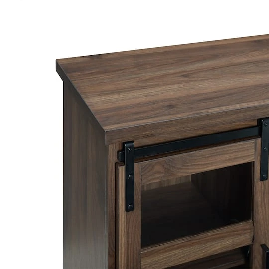 Walker Edison 32" Dark Walnut Sliding Glass Door Modern Accent Cabinet 7 Walker Edison 32" Dark Walnut Sliding Glass Door Modern Accent Cabinet - Image 5