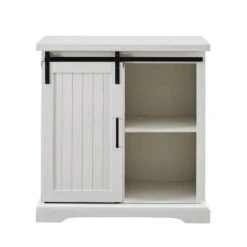 Walker Edison 32" Brushed White Sliding Grooved Door Accent Console 12 Walker Edison 32" Brushed White Sliding Grooved Door Accent Console -Michaels Decor Sale D374535S 2