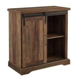 Walker Edison 32" Reclaimed Barnwood Sliding Grooved Door Modern Accent Cabinet -Michaels Decor Sale D374536S 4
