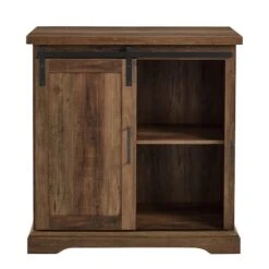 Walker Edison 32" Reclaimed Barnwood Sliding Grooved Door Modern Accent Cabinet -Michaels Decor Sale D374536S 5