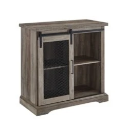 Walker Edison Edison Walker 32" Grey Wash Sliding Mesh Metal Door Accent Cabinet -Michaels Decor Sale D374540S 4