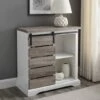 Walker Edison Edison Walker 32" Solid White & Grey Wash Two-Tone Sliding Slat Door Accent Cabinet -Michaels Decor Sale D374541S 1