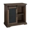 Walker Edison 32" Dark Walnut Sliding Mesh Metal Door Accent Cabinet -Michaels Decor Sale D374542S 1