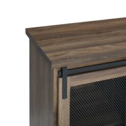 Walker Edison 32" Dark Walnut Sliding Mesh Metal Door Accent Cabinet -Michaels Decor Sale D374542S 5