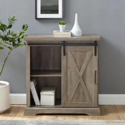 Walker Edison 32" Grey Wash Sliding Barn Door Farmhouse Accent Cabinet -Michaels Decor Sale D374544S 3