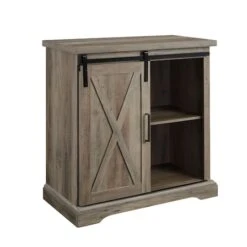 Walker Edison 32" Grey Wash Sliding Barn Door Farmhouse Accent Cabinet -Michaels Decor Sale D374544S 4