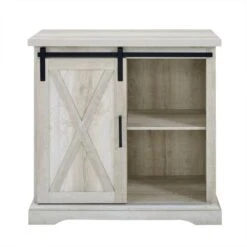 Walker Edison 32" White Oak Sliding Barn Door Farmhouse Accent Cabinet -Michaels Decor Sale D374547S 2