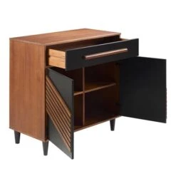 Walker Edison 32" Black & Brown Chevron Wood Detail Accent Cabinet -Michaels Decor Sale D374548S 5