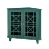 Walker Edison 30" Dark Teal Fretwork Corner Accent Cabinet -Michaels Decor Sale D374550S 1