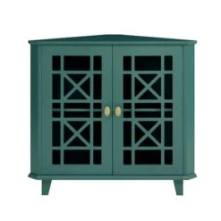 Walker Edison 30" Dark Teal Fretwork Corner Accent Cabinet -Michaels Decor Sale D374550S 2