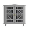 Walker Edison 30" Grey Fretwork Corner Accent Cabinet -Michaels Decor Sale D374551S 1