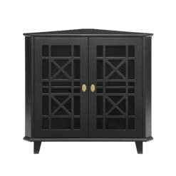 Walker Edison 30" Black Fretwork Corner Accent Cabinet 12 Walker Edison 30" Black Fretwork Corner Accent Cabinet -Michaels Decor Sale D374552S 2