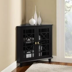 Walker Edison 30" Black Fretwork Corner Accent Cabinet 14 Walker Edison 30" Black Fretwork Corner Accent Cabinet -Michaels Decor Sale D374552S 4
