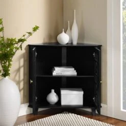 Walker Edison 30" Black Fretwork Corner Accent Cabinet 16 Walker Edison 30" Black Fretwork Corner Accent Cabinet -Michaels Decor Sale D374552S 6